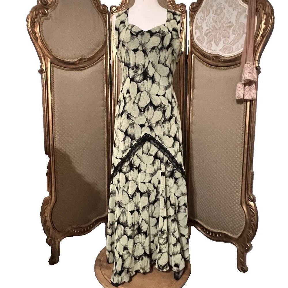 Sharon Max. XL. Light Green Chiffon Maxi Dress. Sleeveless. Lined. USA B80